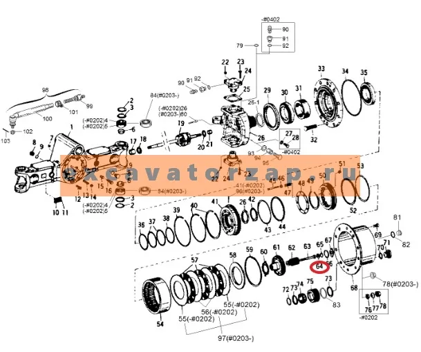 Шайба 0887035 моста экскаватора HITACHI UCX300, ZX180W, ZX180W-AMS, ZX210W, ZX210W-AMS, ZX300W