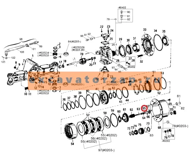 Кольцо стопорное 0887036 моста экскаватора Hitachi UCX300, ZX180W, ZX180W-AMS, ZX210W, ZX210W-AMS, ZX300W