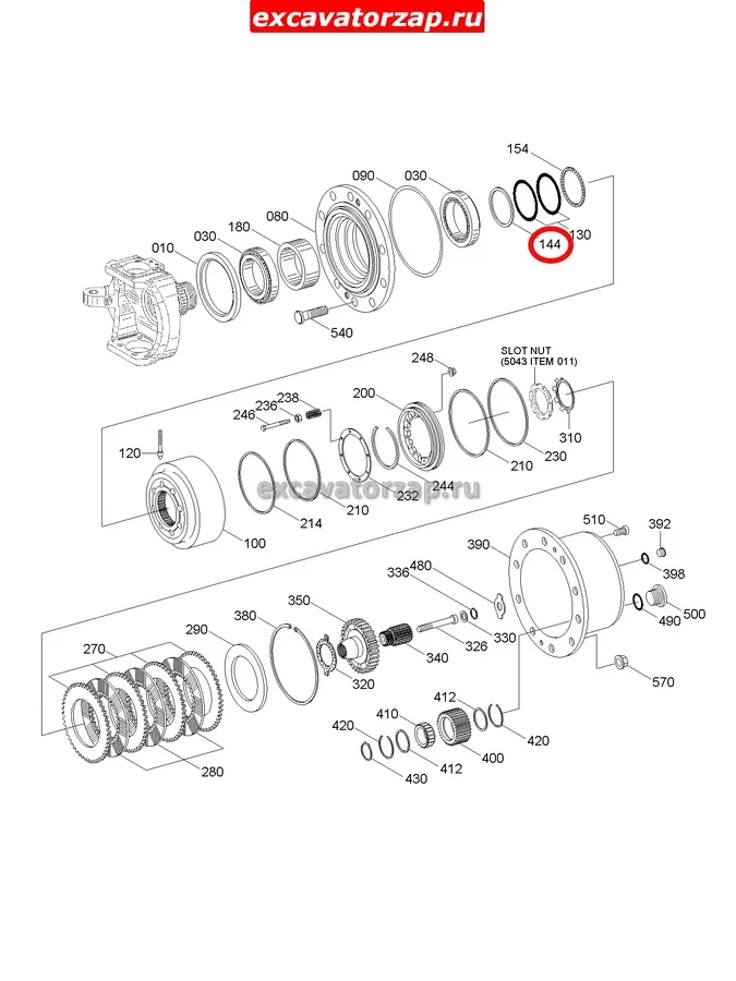 Кольцо опорное 0887006 моста экскаватора Hitachi ZX180W, ZX210W, ZX300W
