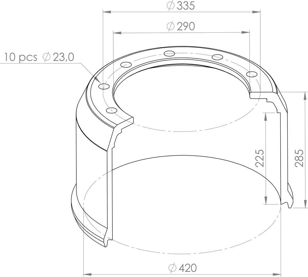Барабан тормозной BPW ECO-MAXX 0310977180 под 19094 (420х200 H=284 d=290/335 n10x23) (Sonder)