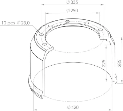 Барабан тормозной BPW ECO-MAXX 0310977180 под 19094 (420х200 H=284 d=290/335 n10x23) (Sonder)