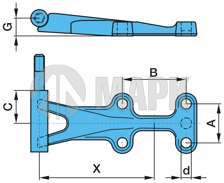 Площадка рессоры правая с кронштейном амортизатора BPW (92x150) 401.214 (TrailerParts)
