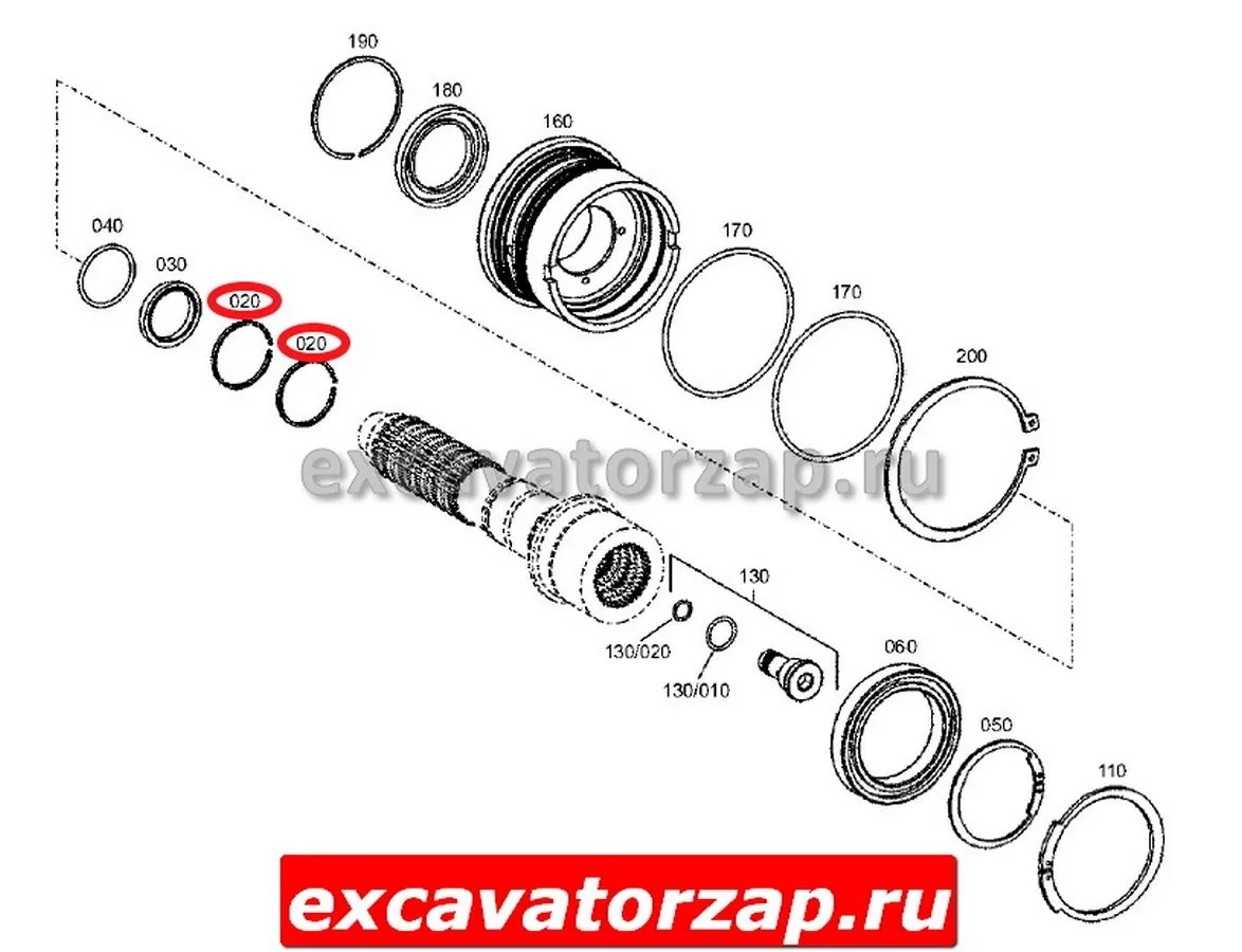 Кольцо поршневое 0878901 вала КПП экскаватора Hitachi ZX180W