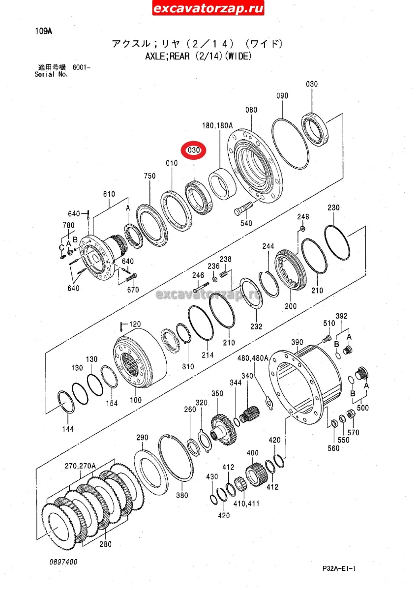 Подшипник 0885002 ступицы заднего моста экскаватора HITACHI ZX160W