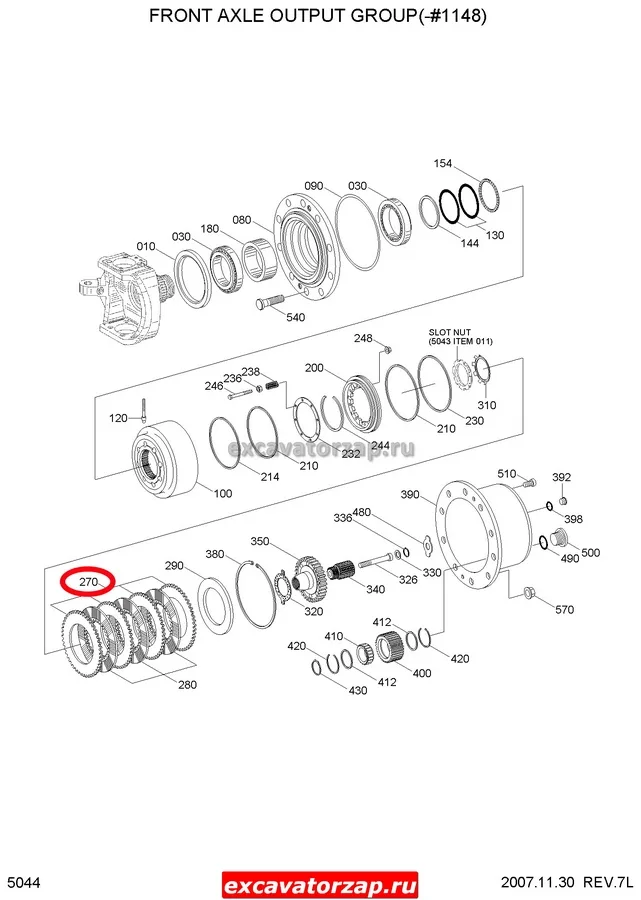 Диск фрикционный 0887027 экскаватора Hitachi UCX300, ZX180W, ZX180W-AMS, ZX210W, ZX210W-AMS, ZX300W