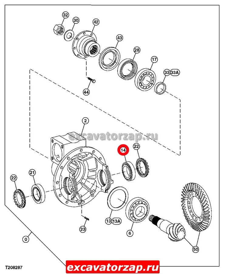 Подшипник 0886730 дифференциала моста экскаватора Hitachi ZX210, ZX220, ZX250, ZX300
