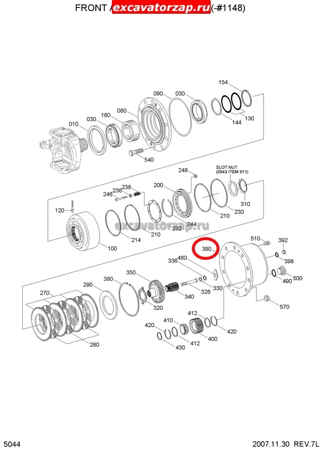 Корпус редуктора 0887040 (АНАЛОГ) моста экскаватора Hitachi ZX180W, ZX210W, ZX300W