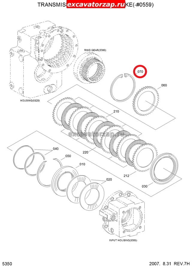 Стопорное кольцо 0879307 КПП экскаватора Hitachi UCX300, ZX130W, ZX130W-AMS, ZX140W-3, ZX140W-3-AMS, ZX140W-3DARUMA, ZX145W-3, ZX145W-3-AMS, ZX160W, ZX160W-AMS, ZX170W-3, ZX170W-3-AMS, ZX170W-3DARUMA, ZX180W, ZX180W-AMS