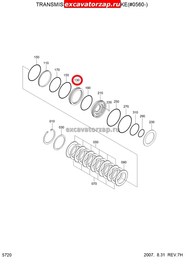 Поршень 1140012 КПП экскаватора Hitachi ZX160W, ZX180W