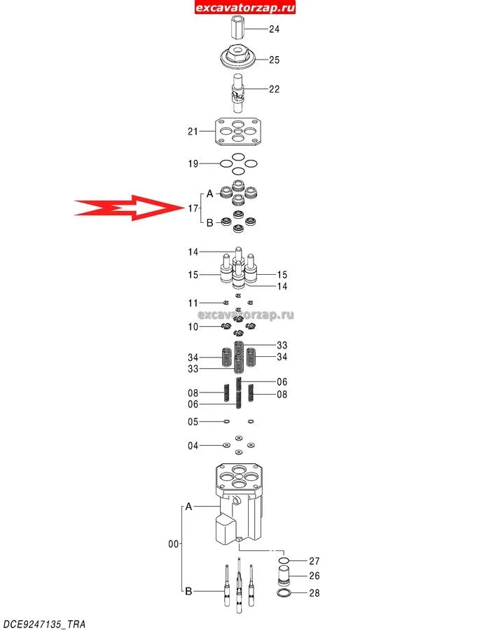 Уплотнение джойстика 9246436 с кольцом 4201993 экскаватора Hitachi ZX200, ZX240, ZX270