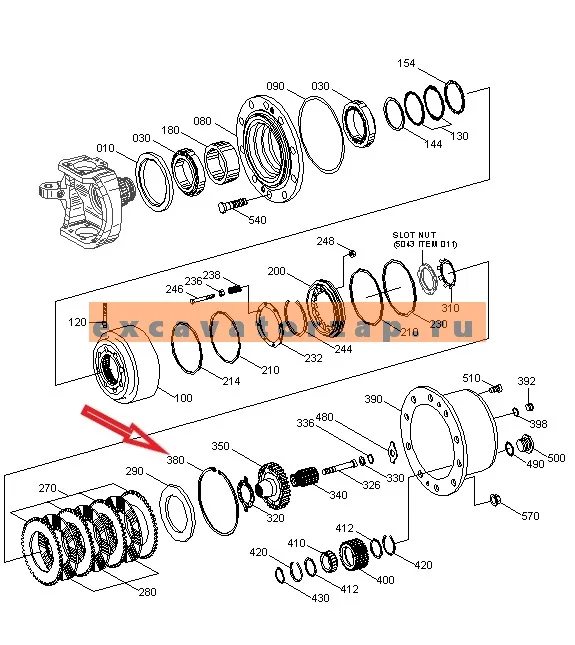 Кольцо стопорное 0887039 моста экскаватора HITACHI ZX180W, ZX210W, ZX300W