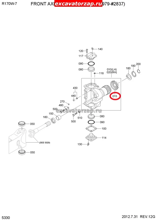 Гайка ступичная 1139502 моста экскаватора HITACHI ZX140W, ZX170W, ZX190W, ZX210W, ZX220W