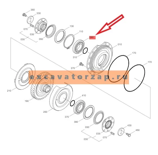 Подшипник 0879706 КПП экскаватора HITACHI ZX130W, ZX140W, ZX160W