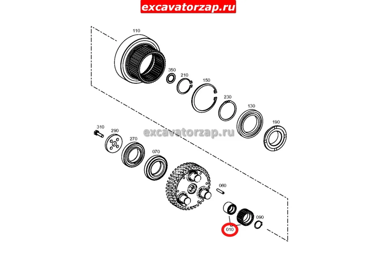 Шестерня планетарная 1145901 КПП экскаватора Hitachi ZX140W, ZX170W, ZX210W, ZX220W