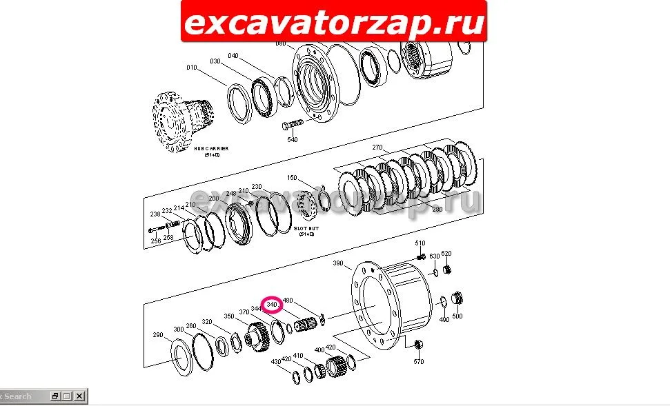 Шестерня 0885035 (АНАЛОГ) моста экскаватора Hitachi ZX160W