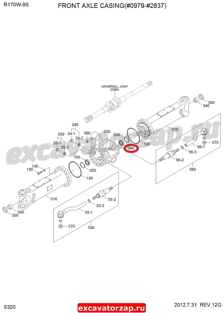 Подшипник 0884343 (АНАЛОГ) дифференциала моста экскаватора Hitachi ZX130W