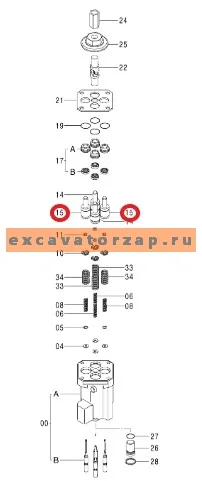 Толкатель 9759158 (золотник) джойстика экскаватора HITACHI EG65R-3, EX1200-5, EX1200-5C, EX1200-5D, EX1200-6, FV30, IZX200, IZX200LC, MA200, MA200-G, ML250R, ZH200-A, ZH200LC-A, ZW250-5B, ZX110, ZX110-3, ZX110-3-AMS, ZX110-3-HCME, ZX110-E, ZX110M, ZX110M-
