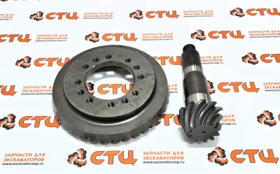 Главная пара 1143001 + 1143002 преднего, заднего мостов экскаватора HITACHI ZX170W-3, ZX170W-3-AMS, ZX170W-3DARUMA, ZX190W-3, ZX190W-3-AMS, ZX190W-3DARUMA
