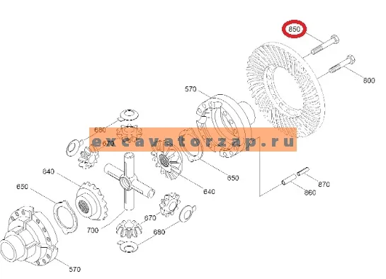 Винт 0887209 (АНАЛОГ) главной пары переднего, заднего мостов экскаватора HITACHI UCX300, ZX210W, ZX210W-3, ZX210W-3-AMS, ZX210W-3-HCMC, ZX210W-3DARUMA, ZX210W-AMS, ZX220W-3, ZX250W-3, ZX300W