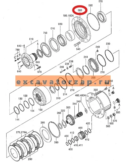 Ступица 0887003 переднего, заднего мостов экскаватора HITACHI UCX300, ZX180W, ZX180W-AMS, ZX210W, ZX210W-AMS, ZX300W