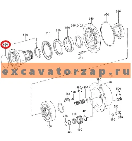 Кольцо уплотнительное 0634.306.309, 0634306309, 0634-306-309 заднего моста экскаватора Hitachi ZX130W, ZX130W-AMS, ZX160W, ZX160W-AMS, ZX180W, ZX180W-AMS