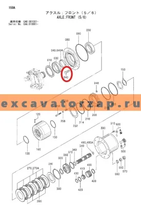 Шпилька 0877709 ступицы моста экскаватора Hitachi ZX130W, ZX130W-AMS