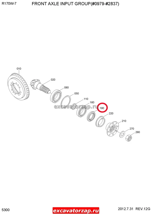 Сальник 0877401 (КОРЕЯ) хвостовика заднего моста экскаватора HITACHI ZX160W