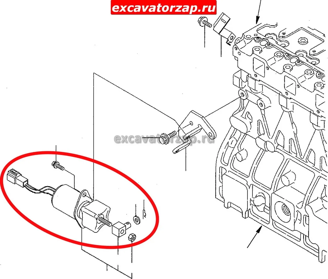Соленоид YM129953-77811, YM12995377811 (КИТАЙ) глушилка остановки двигателя экскаватора погрузчика Komatsu WB97
