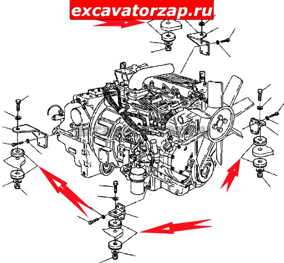 Подушка двигателя 226-01-11210 (КИТАЙ) экскаватора погрузчика Komatsu WB93, WB95, WB97
