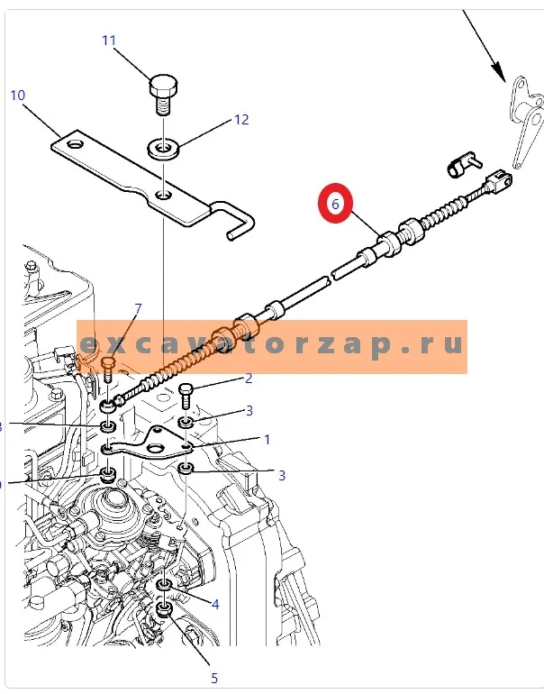 Трос газа 42N-43-11460 (ТУРЦИЯ) экскаватора погрузчика KOMATSU WB93, WB97