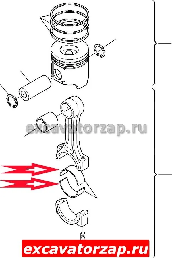 Вкладыши шатунные EA8099205 (STD) двигателя экскаватора Komatsu WB93, WB95 ...