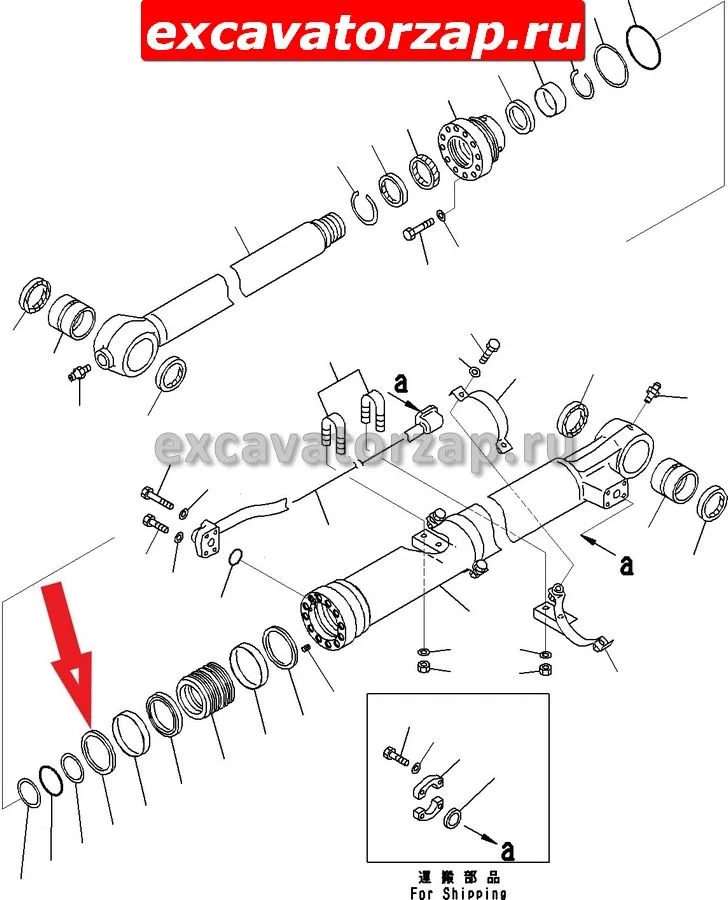 Кольцо 707-44-12911 (120мм) поршня  гидроцилиндра экскаватора  Komatsu PC200