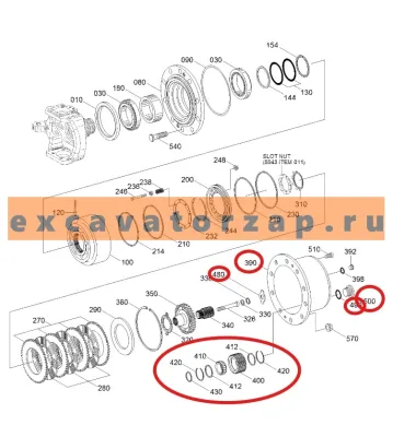 Корпус редуктора VOE11988861+VOE914472+VOE11988870+VOE11988869+VOE11988868+VOE11711261+VOE7338369+VOE6629860 (АНАЛОГ) в сборе моста экскаватора VOLVO EW180B, EW200B
