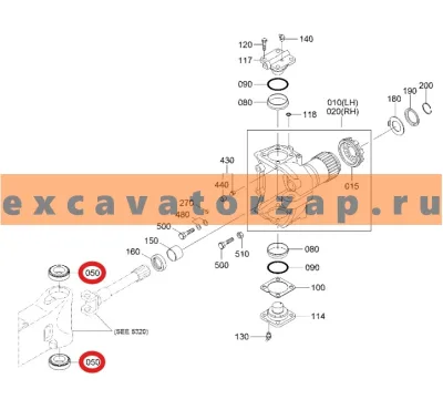 Подшипник ZGAQ-02251, 0750117469, 0750.117.469 (аналог, NTN, КНР) шкворня переднего моста экскаватора HYUNDAI R130W, R170W, R180W