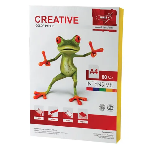 Бумага CREATIVE color (Креатив) А4, 80 г/м2, 100 л., интенсив желтая, БИpr-100ж ПОШТУЧНО
