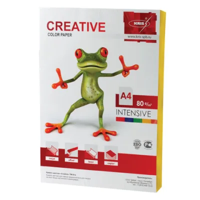 Бумага CREATIVE color (Креатив) А4, 80 г/м2, 100 л., интенсив желтая, БИpr-100ж ПОШТУЧНО