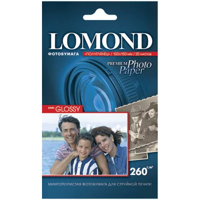 Бумага A6 (100*150) для стр. принтеров Lomond, 260г/м2 (20л) полугл.