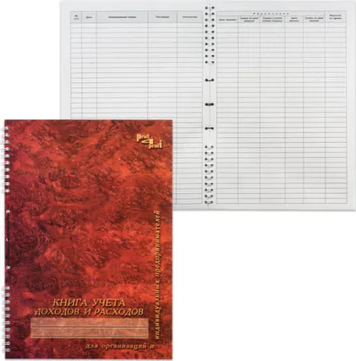 Книга учета доходов и расходов, 50 л., картон, на гребне, А4 (204х290 мм)