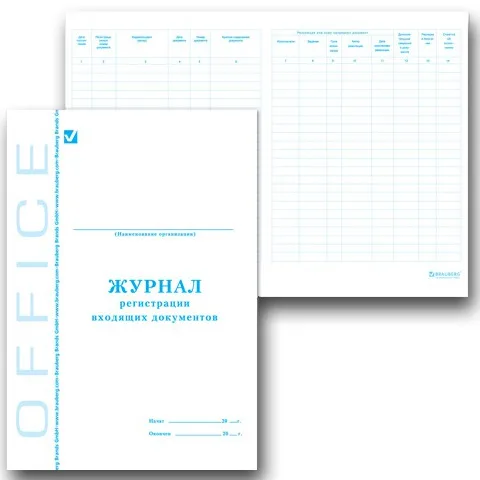 Книга BRAUBERG "Журнал регистрации входящих документов", 48 л., А4, 198х278 мм