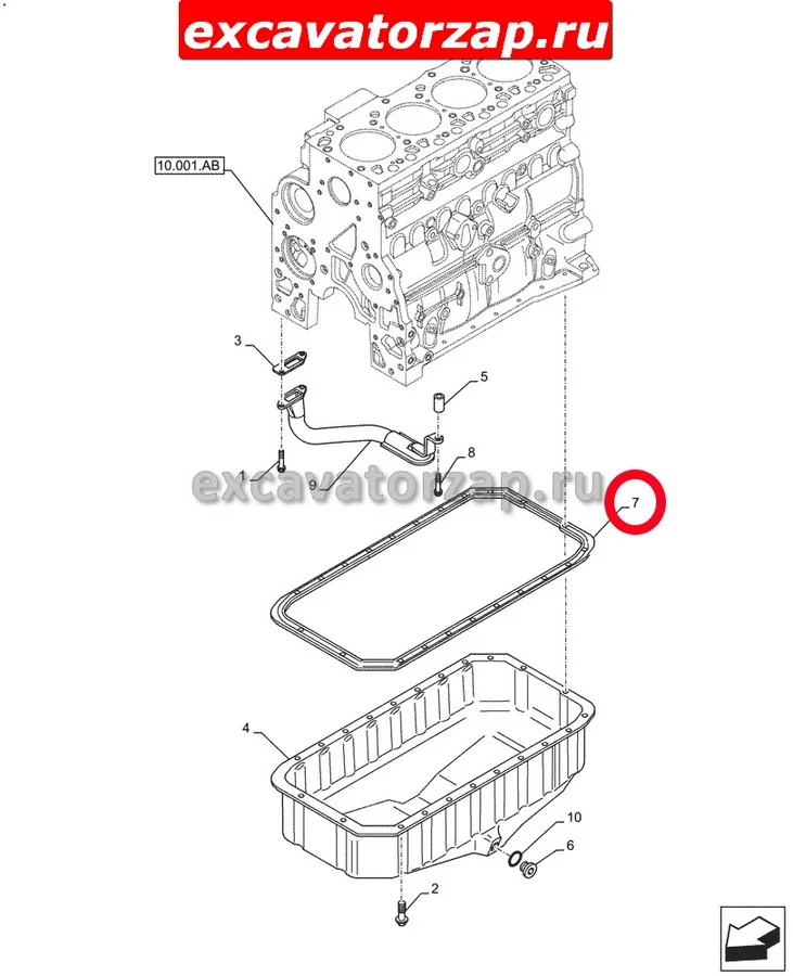 Прокладка EA504069777 поддона двигателя экскаватора погрузчика New Holland B115