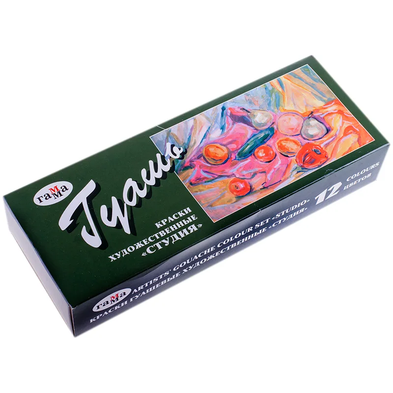 Гуашь ПОШТУЧНО художественная Гамма "Студия", 12 цветов, 40мл, картон