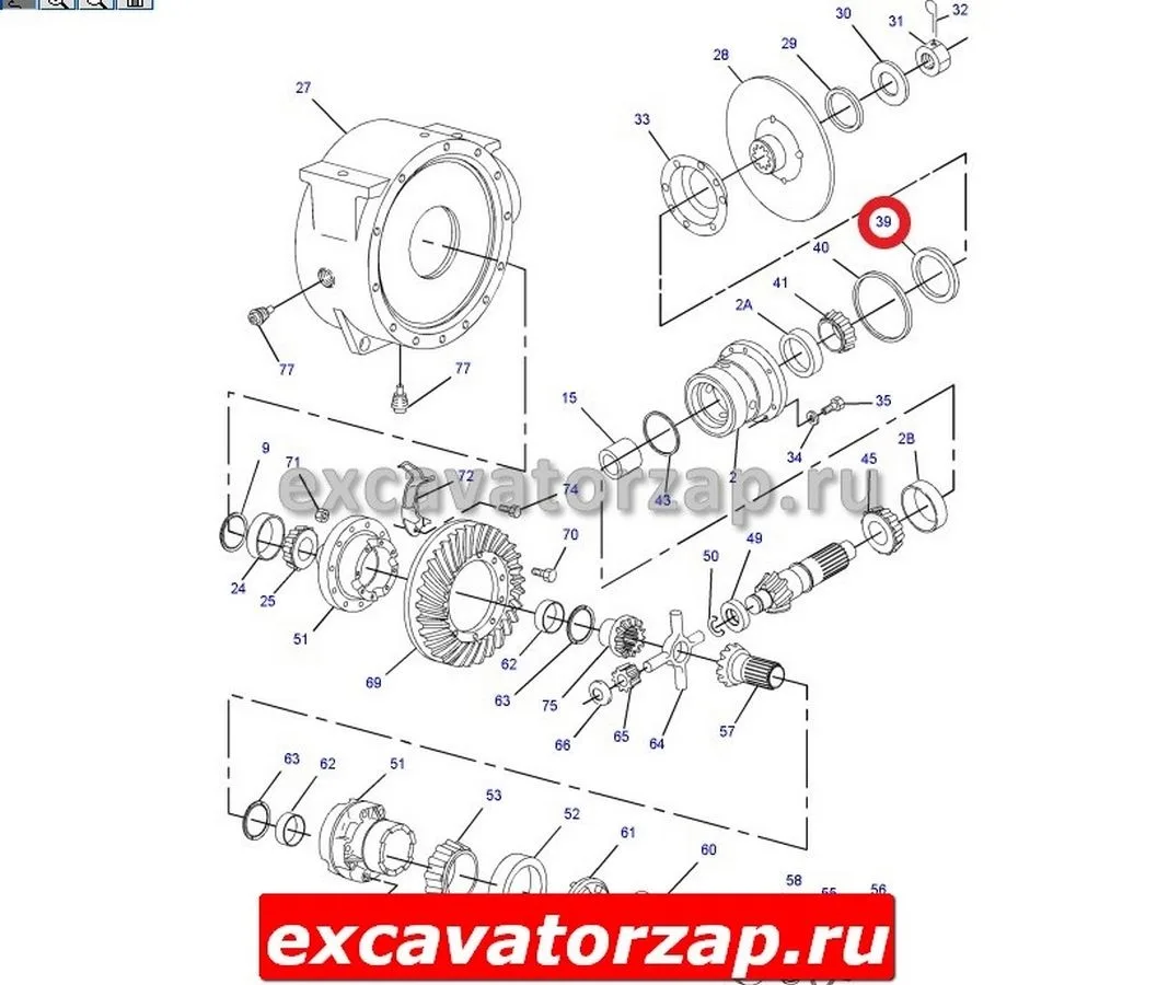 Уплотнение (сальник) 81834073 хвостовика заднего моста экскаватора погрузчика New Holland B115