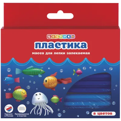 Набор пластики для лепки Цветик, 08цветов, 160г, картон, европодвес