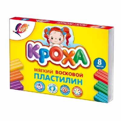 Пластилин 8цв 120г Луч "Кроха", восковая основа, со стеком, картонная упаковка