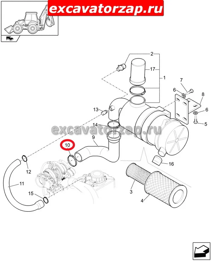 Хомут 87750941 патрубка двигателя экскаватора погрузчика New Holland B115