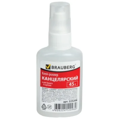 Клей-роллер BRAUBERG канцелярский силикатный (для бумаги), 45 г, Россия