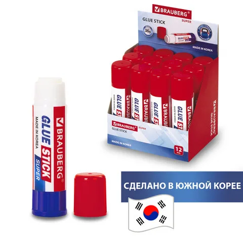 Клей-карандаш BRAUBERG SUPER, 36 г, ЮЖНАЯ КОРЕЯ