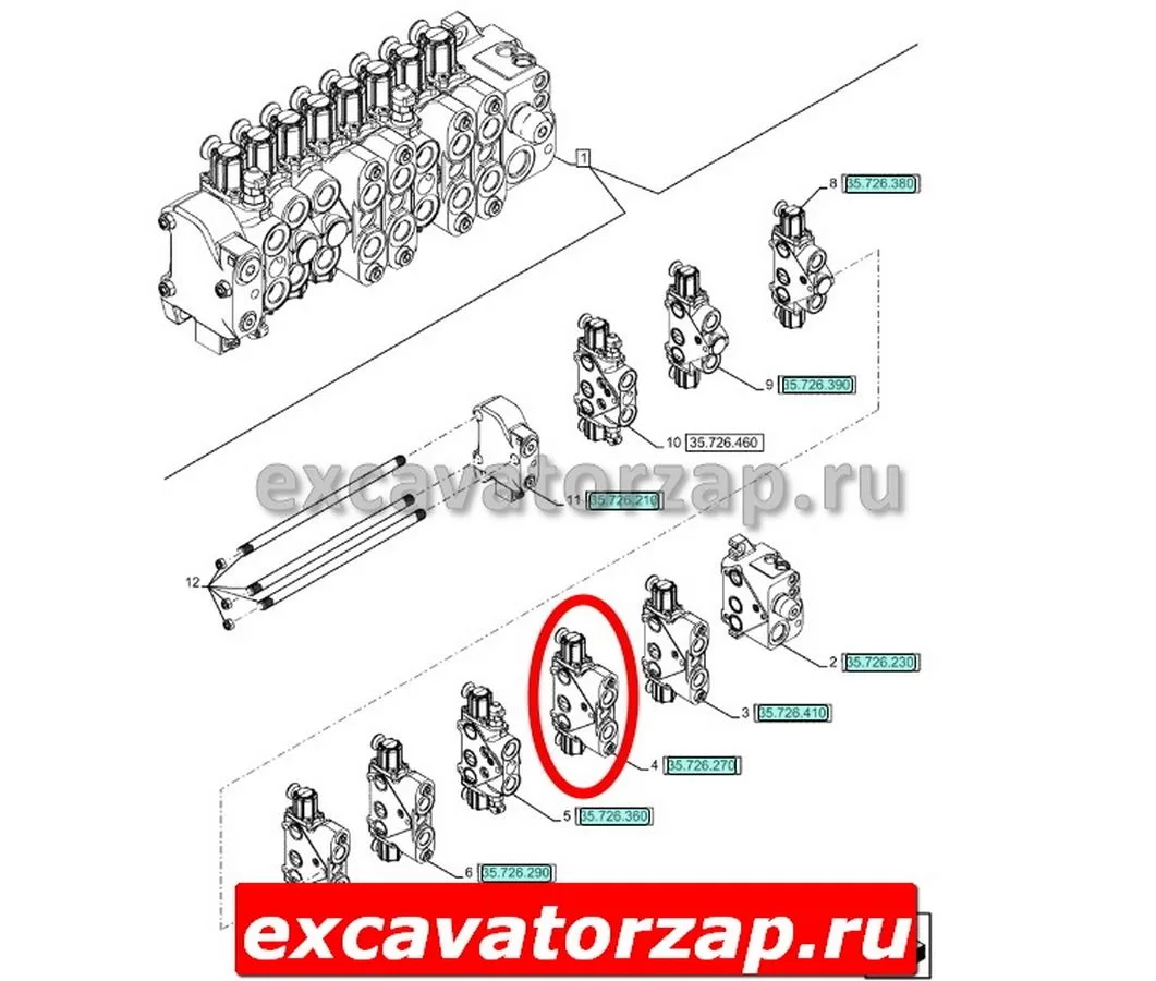 Секция 84231765 (стрела) гидрораспределителя экскаватора погрузчика New Holland B115