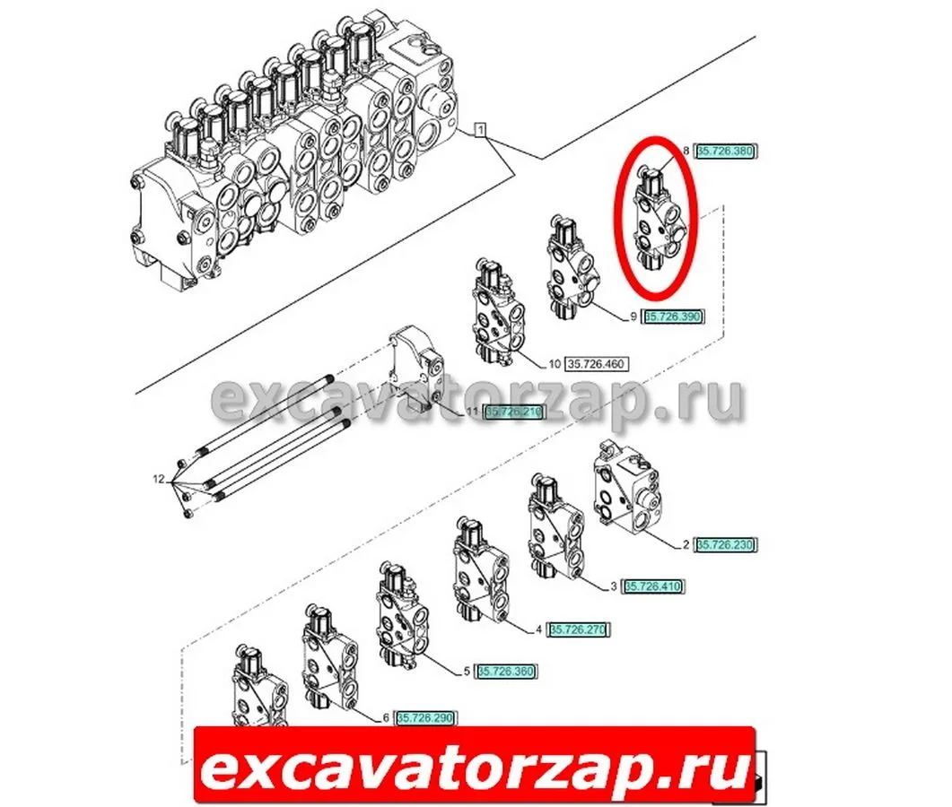 Секция 84373285 (аутригер, опора) гидрораспределителя экскаватора погрузчика New Holland B115