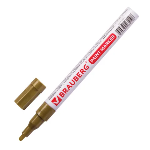 Маркер-краска лаковый (paint marker) 2 мм, ЗОЛОТОЙ, БЕЗ КСИЛОЛА (без запаха), алюминий, BRAUBERG PRO